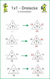 Übungen zum Einmaleins Multiplikations Dreiecke Arbeitsblatt